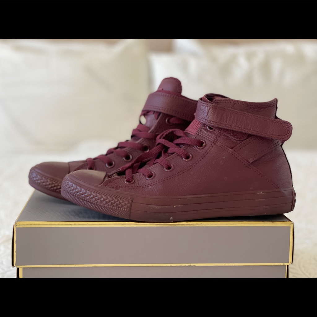 Converse Deep Red Leather High Top Women